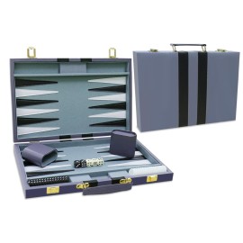 Backgammon Set - Classic Board Game with Premium Leather Case - Portable Travel Strategy Backgammon Game Set for Adults, Kids - Suitable as (18inch, Gray)