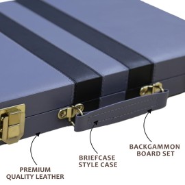 Backgammon Set - Classic Board Game with Premium Leather Case - Portable Travel Strategy Backgammon Game Set for Adults, Kids - Suitable as (18inch, Gray)