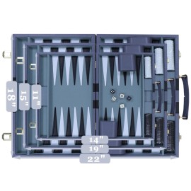 Backgammon Set - Classic Board Game with Premium Leather Case - Portable Travel Strategy Backgammon Game Set for Adults, Kids - Suitable as (18inch, Gray)