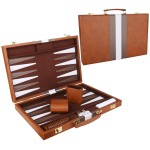 Backgammon Set - Classic Board Game with Premium Leather Case - Portable Travel Strategy Backgammon Game Set for Adults, Kids (11inch, Brown)