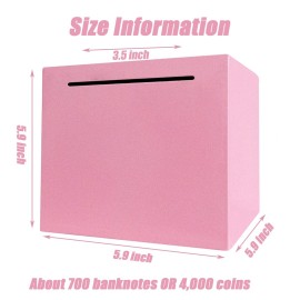 Piggy Bank for Adults Must Break to Open Stainless Steel Money Box Metal Saving Bank Unbreakable Savings Box Money Bank Cash Coin Jar 5.9 inch Pink