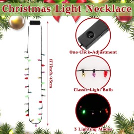 Remuuly 24 Pcs Christmas Light Necklace Bright Light up Bulb Necklace, Christmas Light up Jewelry LED Mini Bulbs LED Necklace for Kids Girl Ugly Party Favors Birthday Xmas Accessories
