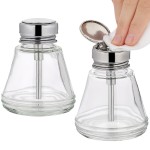 Lallisa 2 Pcs 6 Oz/ 180 ml Pump Dispenser Bottle Empty Push Down Glass Dispenser Bottle with Flip Metal Cap Makeup Remover Alcohol Pump Sanitizer Container for Nail Polish
