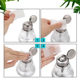 Lallisa 2 Pcs 6 Oz/ 180 ml Pump Dispenser Bottle Empty Push Down Glass Dispenser Bottle with Flip Metal Cap Makeup Remover Alcohol Pump Sanitizer Container for Nail Polish