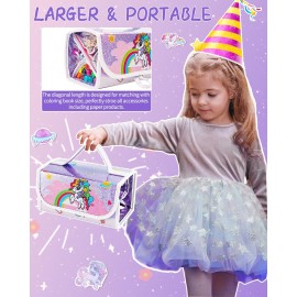 Nicpro 115PCS Unicorn Washable Markers Set with Glitter Pencil Case, Art Supplies for Kids Ages 4-6-8, Arts Crafts Coloring Set with Stickers, Unicorn Birthday Gifts for Girls 4 5 6 7 8 9 Year Old