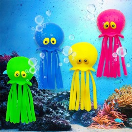 Set of 4 Octopus Water Balls Baby Bath Toys Squishy Sensory Stress Relief Pool Floating Toys for Kids, Cute Goodie Bag Fillers for Boys and Girls, Pink, Blue, Green and Yellow