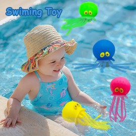 Set of 4 Octopus Water Balls Baby Bath Toys Squishy Sensory Stress Relief Pool Floating Toys for Kids, Cute Goodie Bag Fillers for Boys and Girls, Pink, Blue, Green and Yellow
