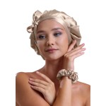Vnera 100% Pure 22 Momme Mulberry Silk Hair Bonnet -Silk Cap for Sleeping with Adjustable Ribbons - 1 Layer Silk Hair Bonnet for Sleeping(One Layer, Caramel)