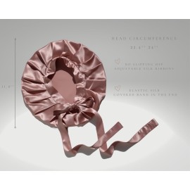 Vnera 100% Pure 22 Momme Mulberry Silk Hair Bonnet -Silk Cap for Sleeping with Adjustable Ribbons - 1 Layer Silk Hair Bonnet for Sleeping(One Layer, Caramel)