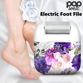 Pedi Pro Electric Foot File - Electric Callus Remover for Feet - Pedi Spa Foot Exfoliator Tool for Men/Women (Floral)