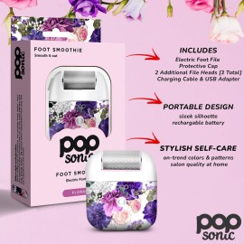 Pedi Pro Electric Foot File - Electric Callus Remover for Feet - Pedi Spa Foot Exfoliator Tool for Men/Women (Floral)