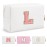 Personalized Makeup Bag Initial A-Z Preppy Patch Bag,Small PU Leather Travel Cosmetic Bag Pouch with Zipper,White Cute Toiletry Bag,Gift Ideal for Teen Girls Women Birthday Friend Mom,Letter L