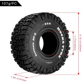 GLOBACT 1.9in Tires 1/10 RC Tires RC Crawler Tires Rubber Tires 120 * 47 for 1/10 TRX4 TRX6 Axial SCX10 Redcat GEN7 GEN8 RC4WD RC Crawler Car (4PCS)
