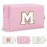 Personalized Initial A-Z Preppy Patch Makeup Bag,Small PU Chenille Letter Cosmetic Bag with Zipper,Waterproof Cute Toiletry Organizer Bag,Monogram Makeup Case Gift for Women Girls,Letter M