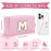 Personalized Initial A-Z Preppy Patch Makeup Bag,Small PU Chenille Letter Cosmetic Bag with Zipper,Waterproof Cute Toiletry Organizer Bag,Monogram Makeup Case Gift for Women Girls,Letter M