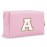 Personalized Initial A-Z Preppy Patch Makeup Bag,Small PU Chenille Letter Cosmetic Bag with Zipper,Waterproof Cute Toiletry Organizer Bag,Monogram Makeup Case Gift for Women Girls,Letter A