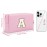 Personalized Initial A-Z Preppy Patch Makeup Bag,Small PU Chenille Letter Cosmetic Bag with Zipper,Waterproof Cute Toiletry Organizer Bag,Monogram Makeup Case Gift for Women Girls,Letter A