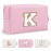Personalized Initial A-Z Preppy Patch Makeup Bag,Small PU Chenille Letter Cosmetic Bag with Zipper,Waterproof Cute Toiletry Organizer Bag,Monogram Makeup Case Gift for Women Girls,Letter K