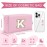 Personalized Initial A-Z Preppy Patch Makeup Bag,Small PU Chenille Letter Cosmetic Bag with Zipper,Waterproof Cute Toiletry Organizer Bag,Monogram Makeup Case Gift for Women Girls,Letter K