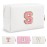 Personalized Makeup Bag Initial A-Z Preppy Patch Bag,Small PU Leather Travel Cosmetic Bag Pouch with Zipper,White Cute Toiletry Bag,Gift Ideal for Teen Girls Women Birthday Friend Mom,Letter S