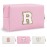 Personalized Initial A-Z Preppy Patch Makeup Bag,Small PU Chenille Letter Cosmetic Bag with Zipper,Waterproof Cute Toiletry Organizer Bag,Monogram Makeup Case Gift for Women Girls,Letter R