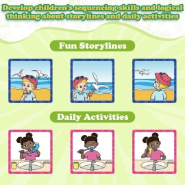 Kasfalci Sequencing Cards, Sequence Game for Kids, Speech Therapy Materials for Autism, Improve Storytelling,Social Skills, Sentence Building, Preschool Learning Activities for Classroom & Homeschool