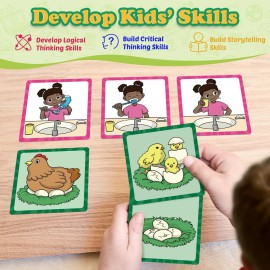 Kasfalci Sequencing Cards, Sequence Game for Kids, Speech Therapy Materials for Autism, Improve Storytelling,Social Skills, Sentence Building, Preschool Learning Activities for Classroom & Homeschool