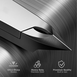 Cbiumpro 5-Pack Cuticle Trimmer Set with Pusher, Cutter, Scraper, Nipper, Clipper, Professional Stainless Steel Cuticle Remover Tools Kit for Fingernails & Toenails - with Case