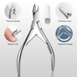 Cbiumpro 5-Pack Cuticle Trimmer Set with Pusher, Cutter, Scraper, Nipper, Clipper, Professional Stainless Steel Cuticle Remover Tools Kit for Fingernails & Toenails - with Case