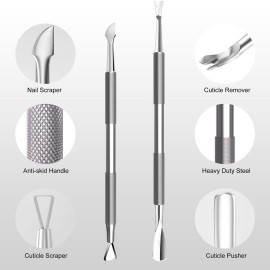 Cbiumpro 5-Pack Cuticle Trimmer Set with Pusher, Cutter, Scraper, Nipper, Clipper, Professional Stainless Steel Cuticle Remover Tools Kit for Fingernails & Toenails - with Case