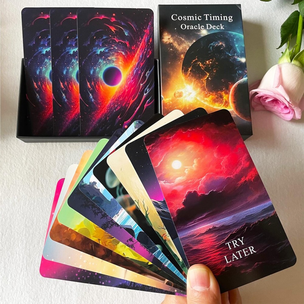Jrskvaro Time Oracle Cards Deck, Cosmic Timing Oracle Cards, Oracle Cards for Beginners, Divine Timing Oracle Deck to Help You Predict Time Frames.