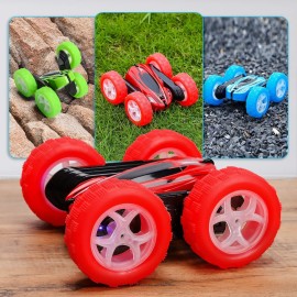 Geefia 3Pcs Remote Control Car Toys for Kids, 2.4GHz RC Stunt Cars with Wheel Lights, Drift High Speed 4WD Off Road Double Sided 360 Rotating Cars(Blue+Red+Green)