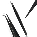 CEC isolation tweezers eyelash extensions Curved Degree Tweezers for Isolation Lash Extensions 14cm Best for Individual Isolation & Classic Lashes Japanese Stainless Steel Eyelash Twisers (Black)
