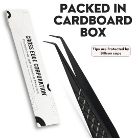 CEC isolation tweezers eyelash extensions Curved Degree Tweezers for Isolation Lash Extensions 14cm Best for Individual Isolation & Classic Lashes Japanese Stainless Steel Eyelash Twisers (Black)