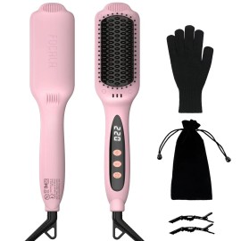 FOCALA Hair Straightener Brush: Ceramic Negative Ionic Hot Brush for Straightening Smoothing Hair - Reduce Frizz 30s Fast Heating Dual Voltage FOCALA Hair Straightener Brush: Ceramic Negative Ionic Hot Brush for Straightening Smoothing Hair - Reduce Frizz 30s Fast Heating Dual Voltage