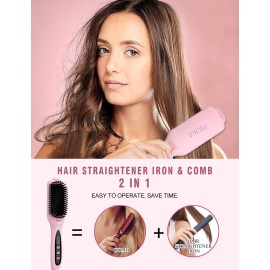 FOCALA Hair Straightener Brush: Ceramic Negative Ionic Hot Brush for Straightening Smoothing Hair - Reduce Frizz 30s Fast Heating Dual Voltage FOCALA Hair Straightener Brush: Ceramic Negative Ionic Hot Brush for Straightening Smoothing Hair - Reduce Frizz 30s Fast Heating Dual Voltage