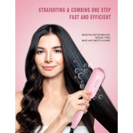 FOCALA Hair Straightener Brush: Ceramic Negative Ionic Hot Brush for Straightening Smoothing Hair - Reduce Frizz 30s Fast Heating Dual Voltage FOCALA Hair Straightener Brush: Ceramic Negative Ionic Hot Brush for Straightening Smoothing Hair - Reduce Frizz 30s Fast Heating Dual Voltage