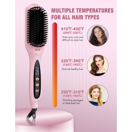 FOCALA Hair Straightener Brush: Ceramic Negative Ionic Hot Brush for Straightening Smoothing Hair - Reduce Frizz 30s Fast Heating Dual Voltage FOCALA Hair Straightener Brush: Ceramic Negative Ionic Hot Brush for Straightening Smoothing Hair - Reduce Frizz 30s Fast Heating Dual Voltage