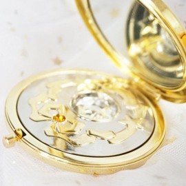 Saluaqui Travel Compact Mirror, Portable Pocket Cosmetic Makeup Folded Mirror, Anime Makeup Star Crystal Star Foldable Mirrors, Cosplay Prop for Women Girls Friends (7cm)