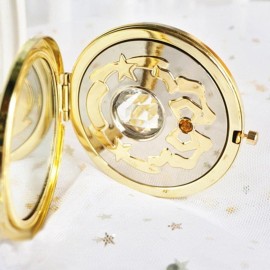 Saluaqui Travel Compact Mirror, Portable Pocket Cosmetic Makeup Folded Mirror, Anime Makeup Star Crystal Star Foldable Mirrors, Cosplay Prop for Women Girls Friends (7cm)