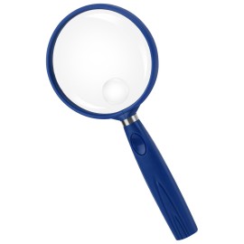 Feosky Handheld Reading Magnifier, 10X 30X Magnifier, 75mm Shatterproof Lens, Non-Slip Handle for Adults Close Work, Seniors Reading and Kids Nature Exploration, Hobby Observation (Blue)