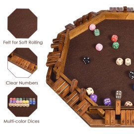 Vamslove Shut The Box Dice Game for 8 Players Upgraded Wooden Board Table Math Game with 16 +6 Dices - Educational Game for Kids, Adults(Instruction Included)