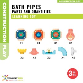 Discovery Toys - Bath Pipes | Toddler Bathtub Toy | Bath Time Water Toy | Interactive Bath Play | Building Bath time Water Toy | Suctions to Glass, Tile, and Tub | 3+ yrs