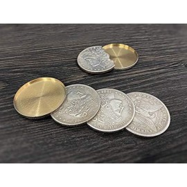 MOMOMAGE Candlelight Coins Set(1 Flipper Coin+1 Expanded Shell+ 3 Morgan Dollars) Magic Tricks Stage Magic Illusions Gimmick Props