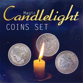 MOMOMAGE Candlelight Coins Set(1 Flipper Coin+1 Expanded Shell+ 3 Morgan Dollars) Magic Tricks Stage Magic Illusions Gimmick Props