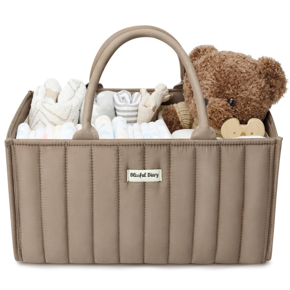 Blissful Diary Baby Diaper Caddy Organizer, Stylish Storage Basket for Newborn Essentials and Diaper Station, Gift for Baby Shower and Registry Must-Have, Mocha Brown Blissful Diary Baby Diaper Caddy Organizer, Stylish Storage Basket for Newborn Essentials and Diaper Station, Gift for Baby Shower and Registry Must-Have, Mocha Brown
