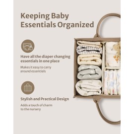 Blissful Diary Baby Diaper Caddy Organizer, Stylish Storage Basket for Newborn Essentials and Diaper Station, Gift for Baby Shower and Registry Must-Have, Mocha Brown Blissful Diary Baby Diaper Caddy Organizer, Stylish Storage Basket for Newborn Essentials and Diaper Station, Gift for Baby Shower and Registry Must-Have, Mocha Brown