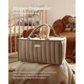Blissful Diary Baby Diaper Caddy Organizer, Stylish Storage Basket for Newborn Essentials and Diaper Station, Gift for Baby Shower and Registry Must-Have, Mocha Brown Blissful Diary Baby Diaper Caddy Organizer, Stylish Storage Basket for Newborn Essentials and Diaper Station, Gift for Baby Shower and Registry Must-Have, Mocha Brown
