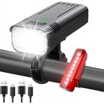 Voph Upgraded Bike Light, High Lumens 8 LED Super Bright Bike Lights, 5+5 Modes USB Rechargeable Bicycle Light Front and Back, Bike Headlight and Tail Light Set for Night Riding, Mountain, Road