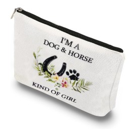 I\'m a Dog & Horse Kind of Girl - Cosmetic Bags, Makeup Bags for Women - Dog Mom, Horse Lover Gifts